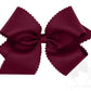 King Grosgrain Hair Bow Scalloped Edge- Burgundy