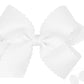 Medium Grosgrain Hair Bow with Scalloped Edge- White