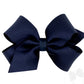 Medium Crepe Satin with Grosgrain Underlay Hair Bow- Pea Coat