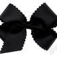 Medium Grosgrain Hair Bow with Scalloped Edge- Black