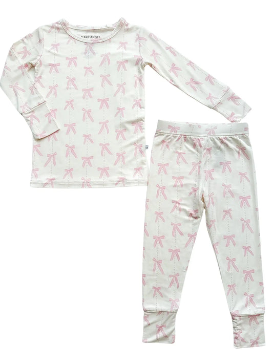 Two Piece Pajama Set - Pink Bows