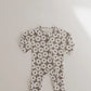 Bamboo Zip Pajamas - Mocha Daisy