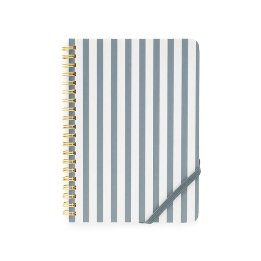 Mini Spiral Notebook, Dusty Blue Stripe