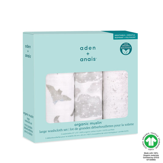 Map The Stars 3-Pack organic washcloths
