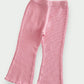 Cozy Waffle Lettuce-Edge Flare Pants- Pink