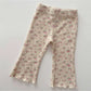 Cozy Waffle Lettuce-Edge Flare Pants- Pink Floral