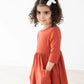 Pumpkin Spice 3/4 Sleeve Pocket Twirl Dress