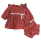 Amber Velvet Baby Dress and Bloomer Set
