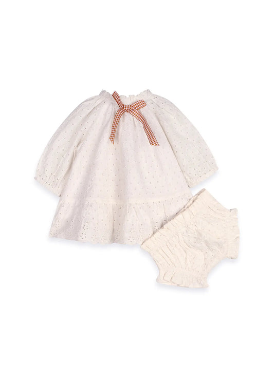 Solene Schiffli Lace Baby Dress & Bloomer