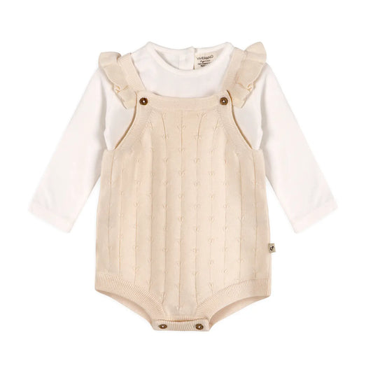 Sleeveless Ruffle Knit Baby Romper & Bodysuit Set