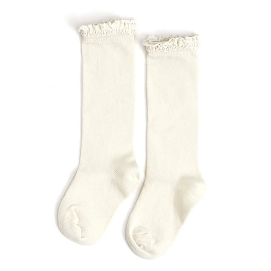 Ivory Lace Top Knee Socks