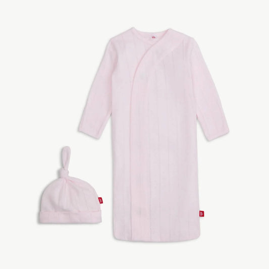 Love Lines Pink Magnetic Pointelle Gown With Hat
