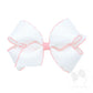 Medium Moonstitch Grosgrain Hair Bow with Contrasting Wrap- White Powder Pink
