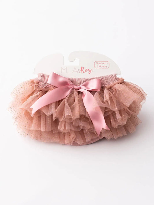 Vintage Pink & Gold Glitter Ruffle Tutu Bloomer
