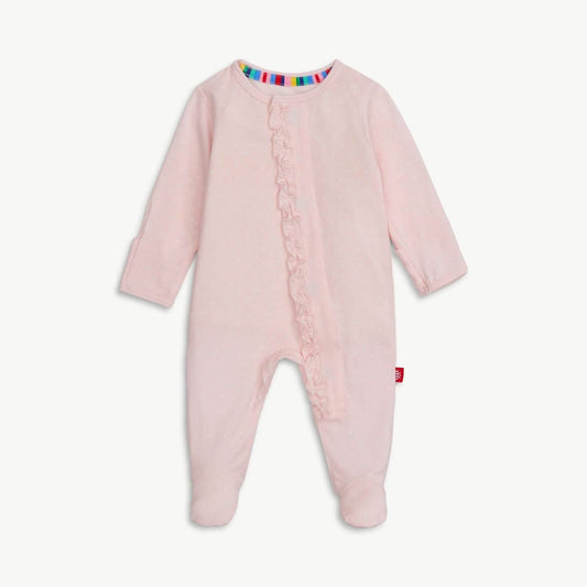 Magnetic Me - Pin Dot Pink Ruffle Footie