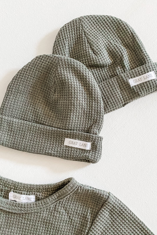 Waffle Knit Beanie- Rosemary
